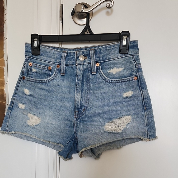 Madewell Blue Jean Shorts Distressed High-Waisted - Picture 1 of 4